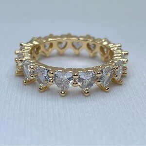 Heart Diamond White Eternity Band Gold Cubic Zirconia Stackable Wedding Ring
